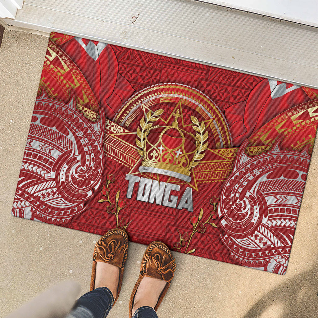 Tonga King's Birthday Rubber Doormat Gold Royal Crown Tribal Patterns DT05 - Polynesian Pride