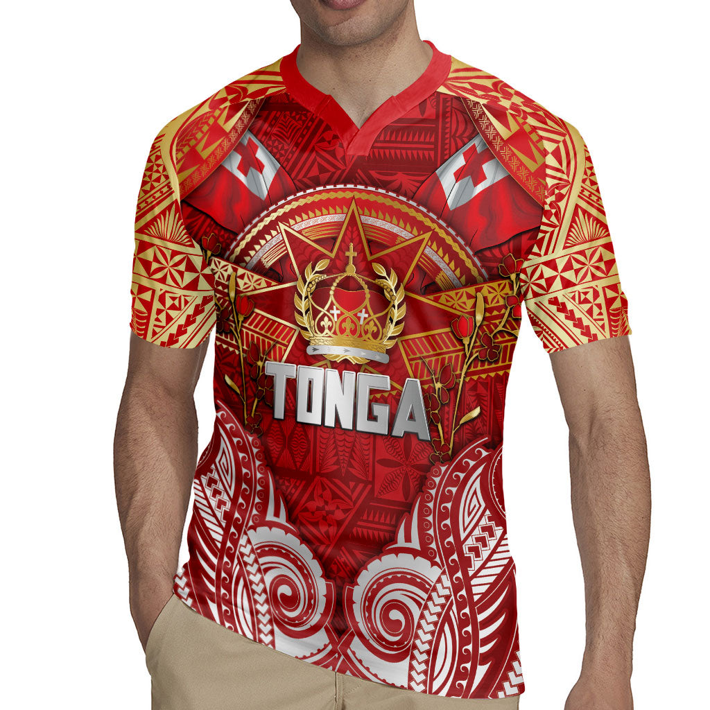 Tonga King's Birthday Rugby Jersey Gold Royal Crown Tribal Patterns DT05 - Polynesian Pride