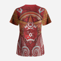 Tonga King's Birthday Scrub Top Gold Royal Crown Tribal Patterns DT05 - Polynesian Pride