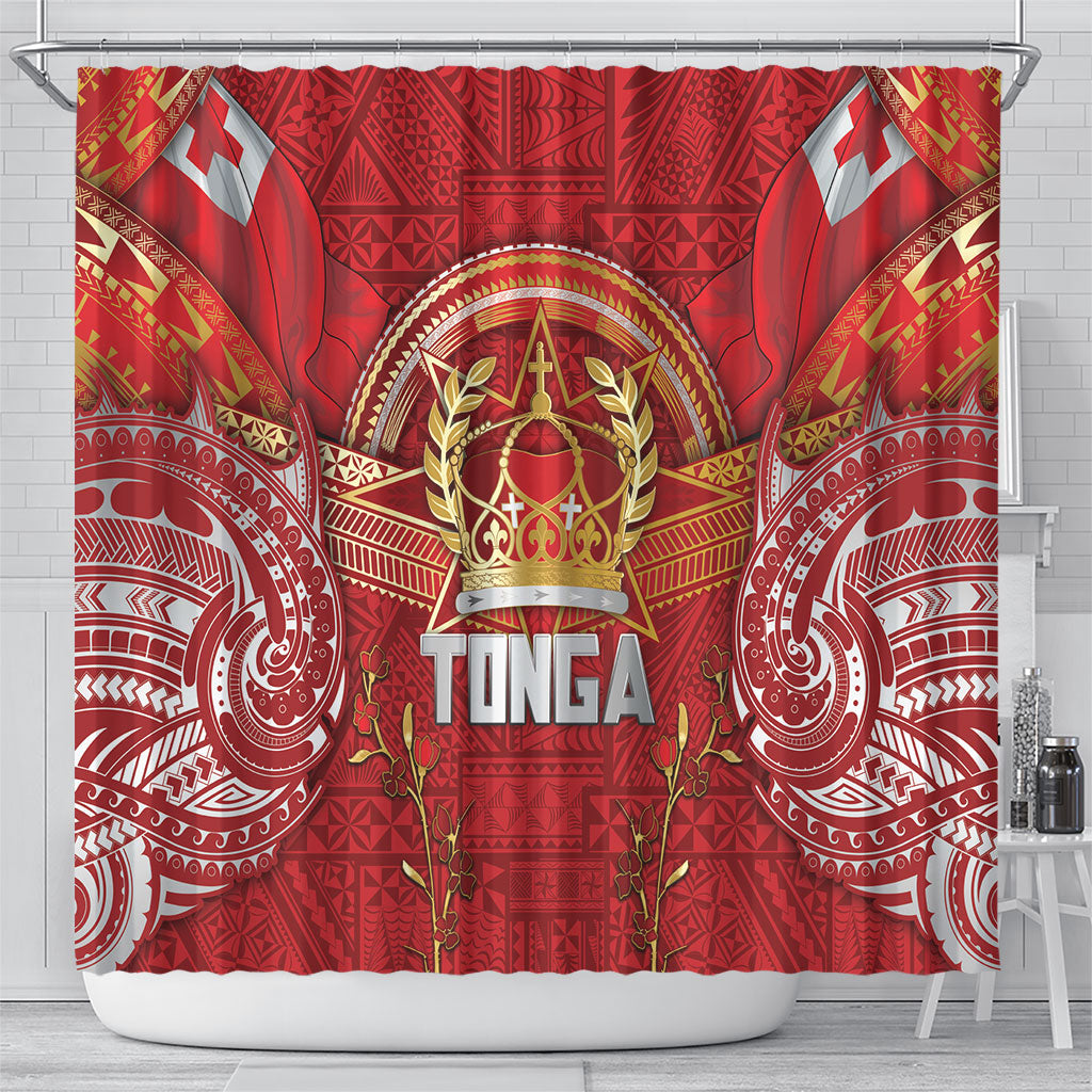 Tonga King's Birthday Shower Curtain Gold Royal Crown Tribal Patterns DT05 - Polynesian Pride