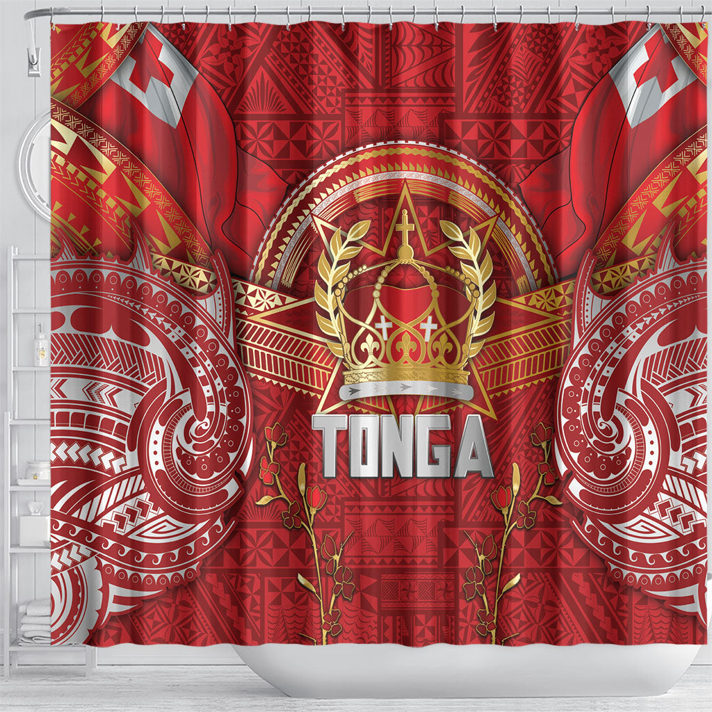 Tonga King's Birthday Shower Curtain Gold Royal Crown Tribal Patterns DT05 - Polynesian Pride