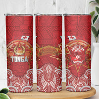 Tonga King's Birthday Skinny Tumbler Gold Royal Crown Tribal Patterns DT05 - Polynesian Pride
