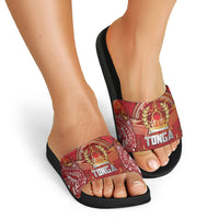 Tonga King's Birthday Slide Sandals Gold Royal Crown Tribal Patterns DT05 - Polynesian Pride
