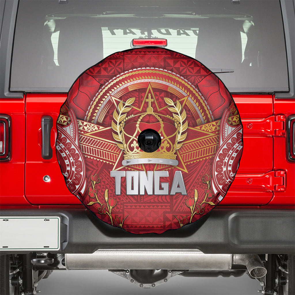 Tonga King's Birthday Spare Tire Cover Gold Royal Crown Tribal Patterns DT05 - Polynesian Pride