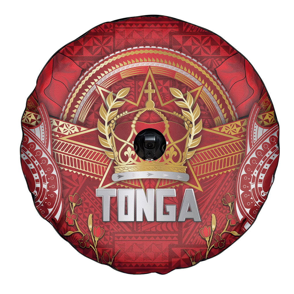 Tonga King's Birthday Spare Tire Cover Gold Royal Crown Tribal Patterns DT05 - Polynesian Pride