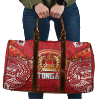 Tonga King's Birthday Travel Bag Gold Royal Crown Tribal Patterns DT05 Red - Polynesian Pride