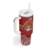 Tonga King's Birthday Tumbler With Handle Gold Royal Crown Tribal Patterns DT05 - Polynesian Pride