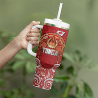 Tonga King's Birthday Tumbler With Handle Gold Royal Crown Tribal Patterns DT05 - Polynesian Pride
