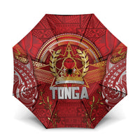 Tonga King's Birthday Umbrella Gold Royal Crown Tribal Patterns DT05 One Size Folded 11.42 inch Opened Diameter 37.4 inch Red - Polynesian Pride