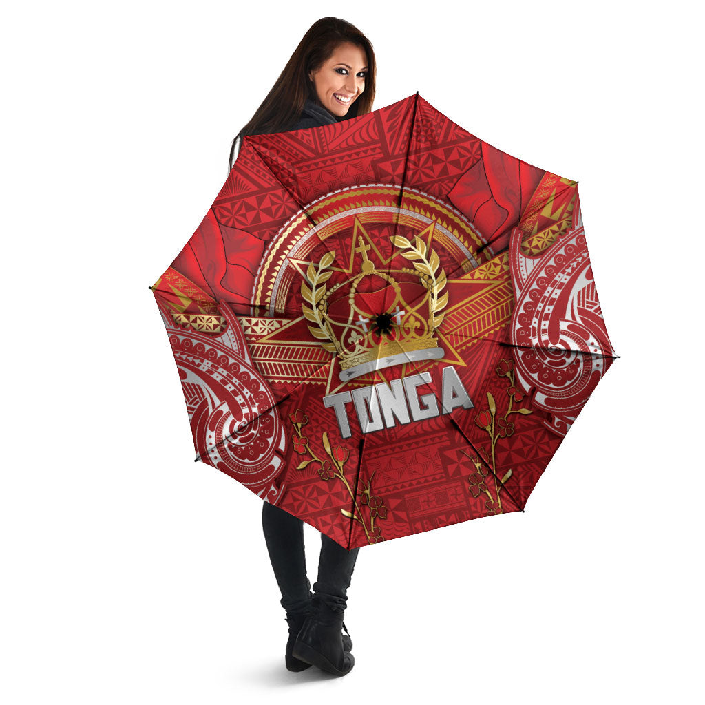 Tonga King's Birthday Umbrella Gold Royal Crown Tribal Patterns DT05 - Polynesian Pride