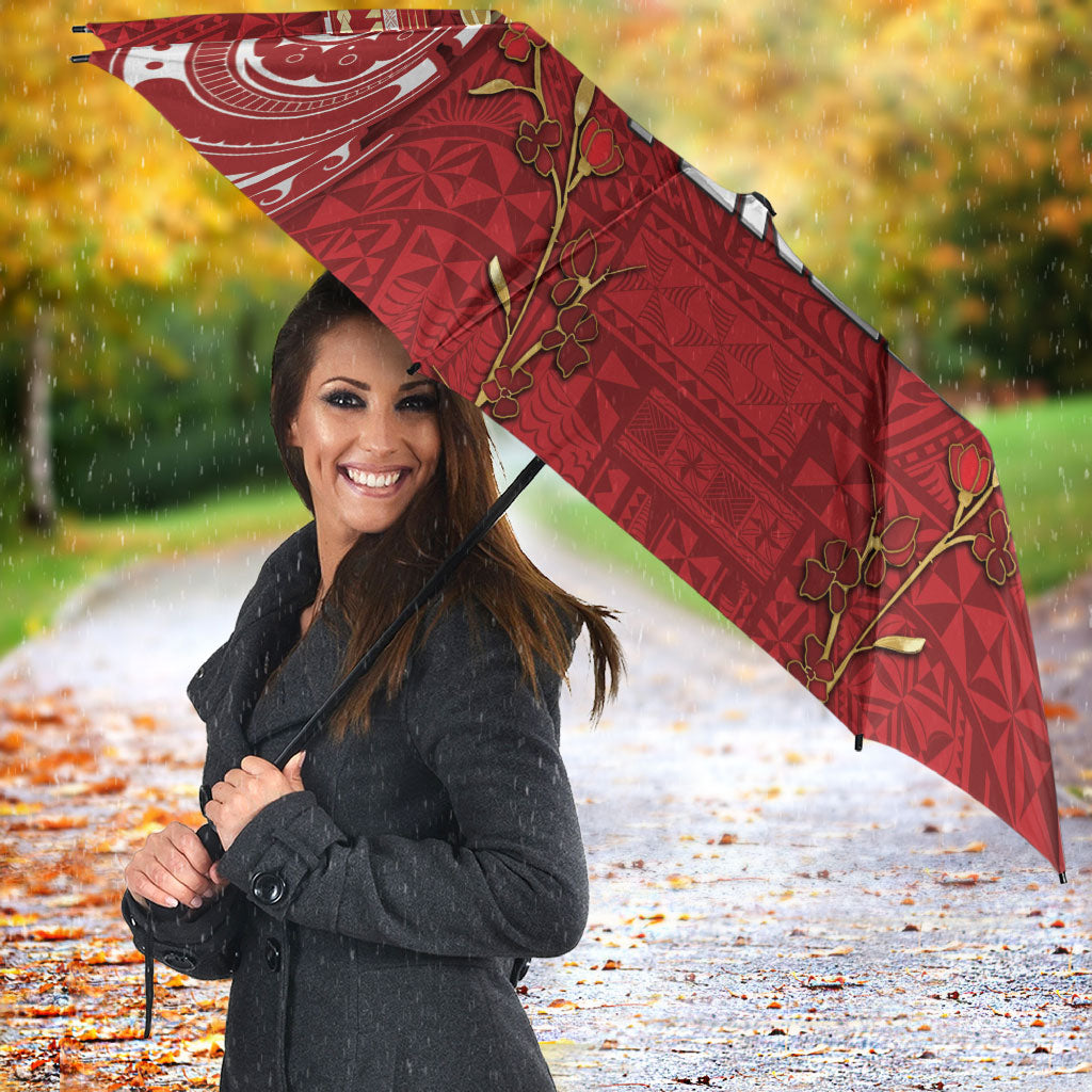 Tonga King's Birthday Umbrella Gold Royal Crown Tribal Patterns DT05 - Polynesian Pride
