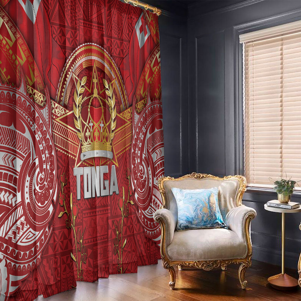 Tonga King's Birthday Window Curtain Gold Royal Crown Tribal Patterns DT05 - Polynesian Pride