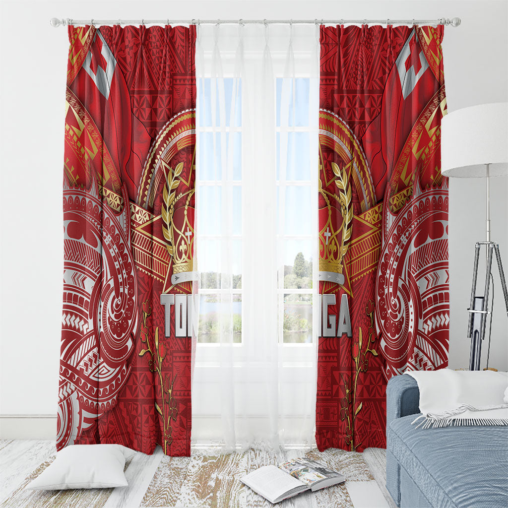 Tonga King's Birthday Window Curtain Gold Royal Crown Tribal Patterns DT05 - Polynesian Pride
