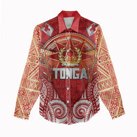 Tonga King's Birthday Women Casual Shirt Gold Royal Crown Tribal Patterns DT05 - Polynesian Pride