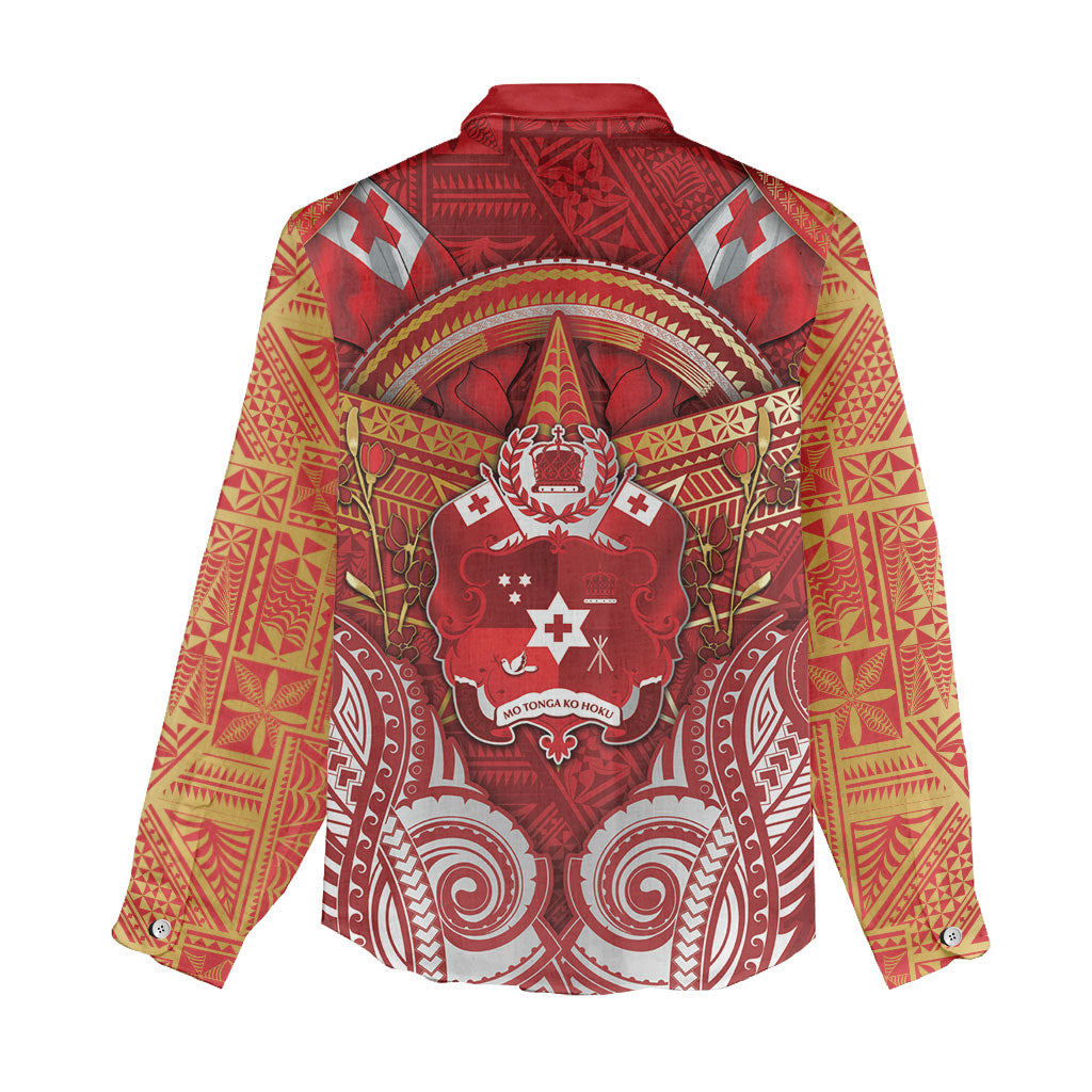Tonga King's Birthday Women Casual Shirt Gold Royal Crown Tribal Patterns DT05 - Polynesian Pride