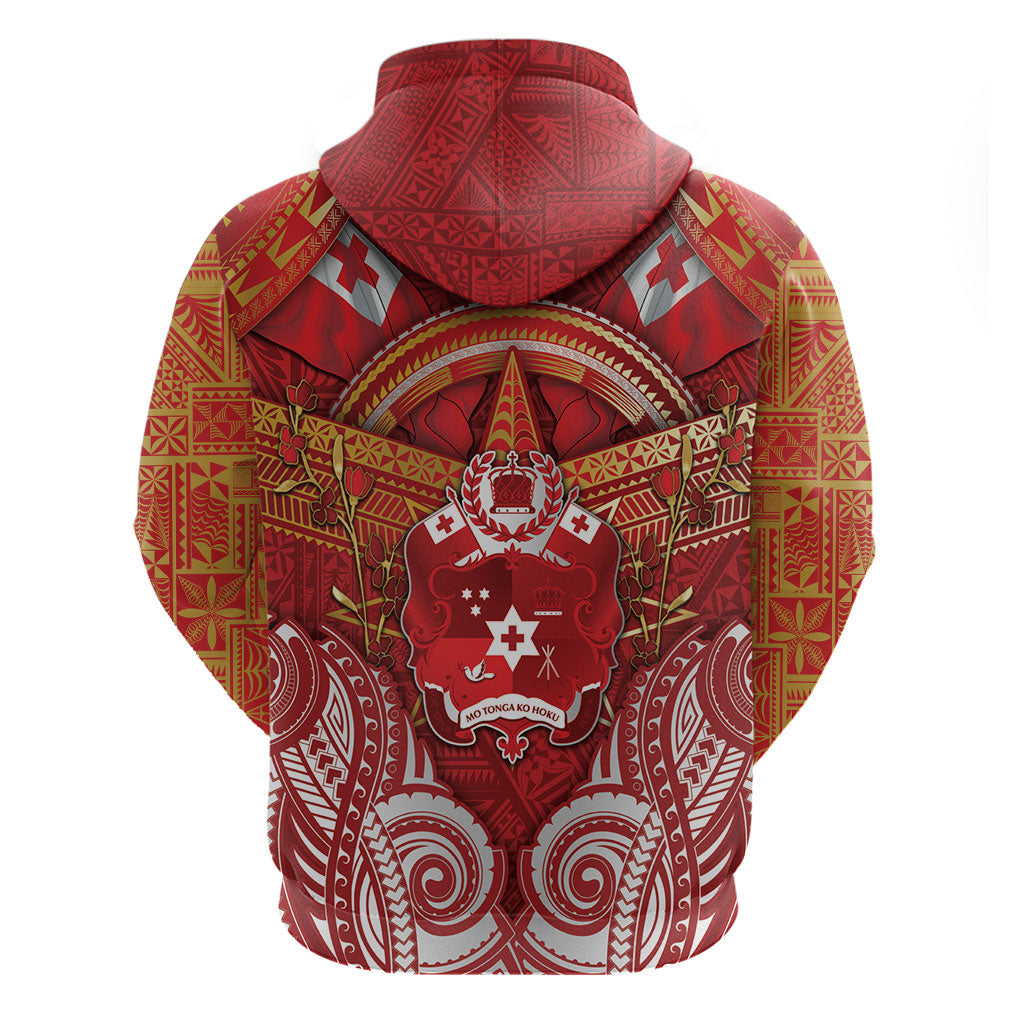 Tonga King's Birthday Zip Hoodie Gold Royal Crown Tribal Patterns DT05 - Polynesian Pride