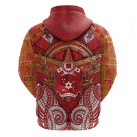 Tonga King's Birthday Zip Hoodie Gold Royal Crown Tribal Patterns DT05 - Polynesian Pride