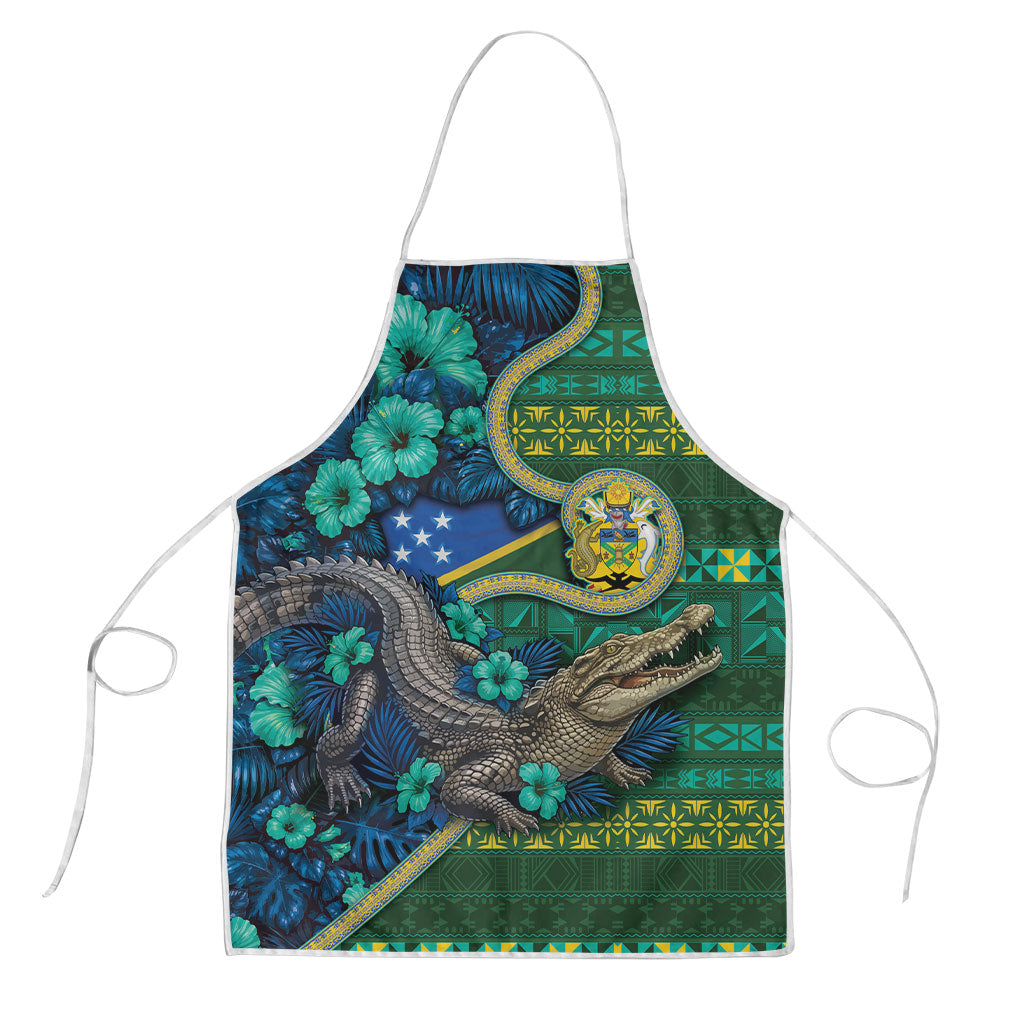 Solomon Islands Independence Day Apron Crocodile Hibiscus Tribal Pattern