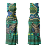 Personalised Solomon Islands Independence Day Couples Matching Tank Maxi Dress and Hawaiian Shirt Crocodile Hibiscus Tribal Pattern DT05 - Polynesian Pride