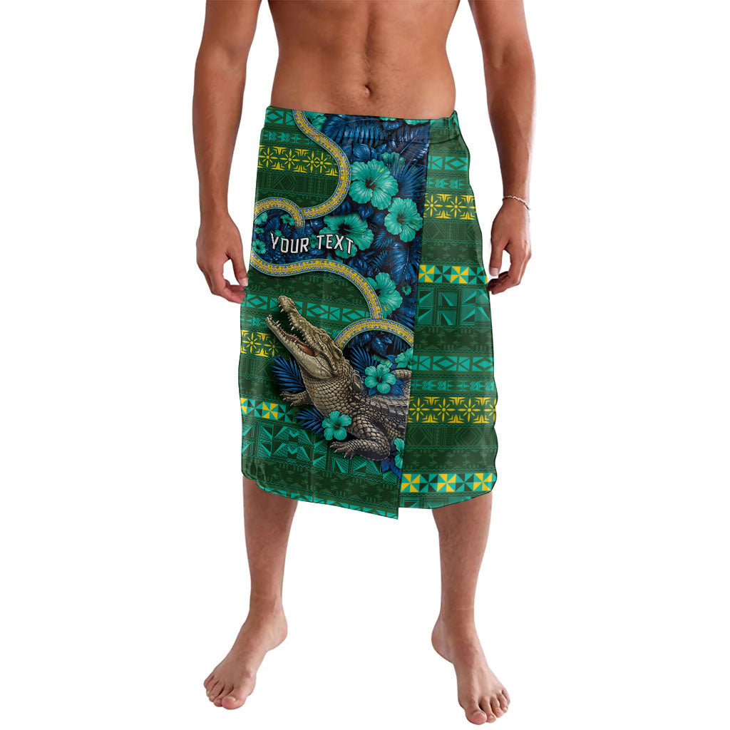 Personalised Solomon Islands Independence Day Lavalava Crocodile Hibiscus Tribal Pattern