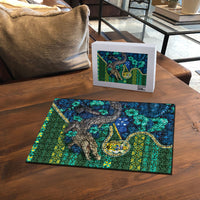 Solomon Islands Independence Day Puzzle Crocodile Hibiscus Tribal Pattern