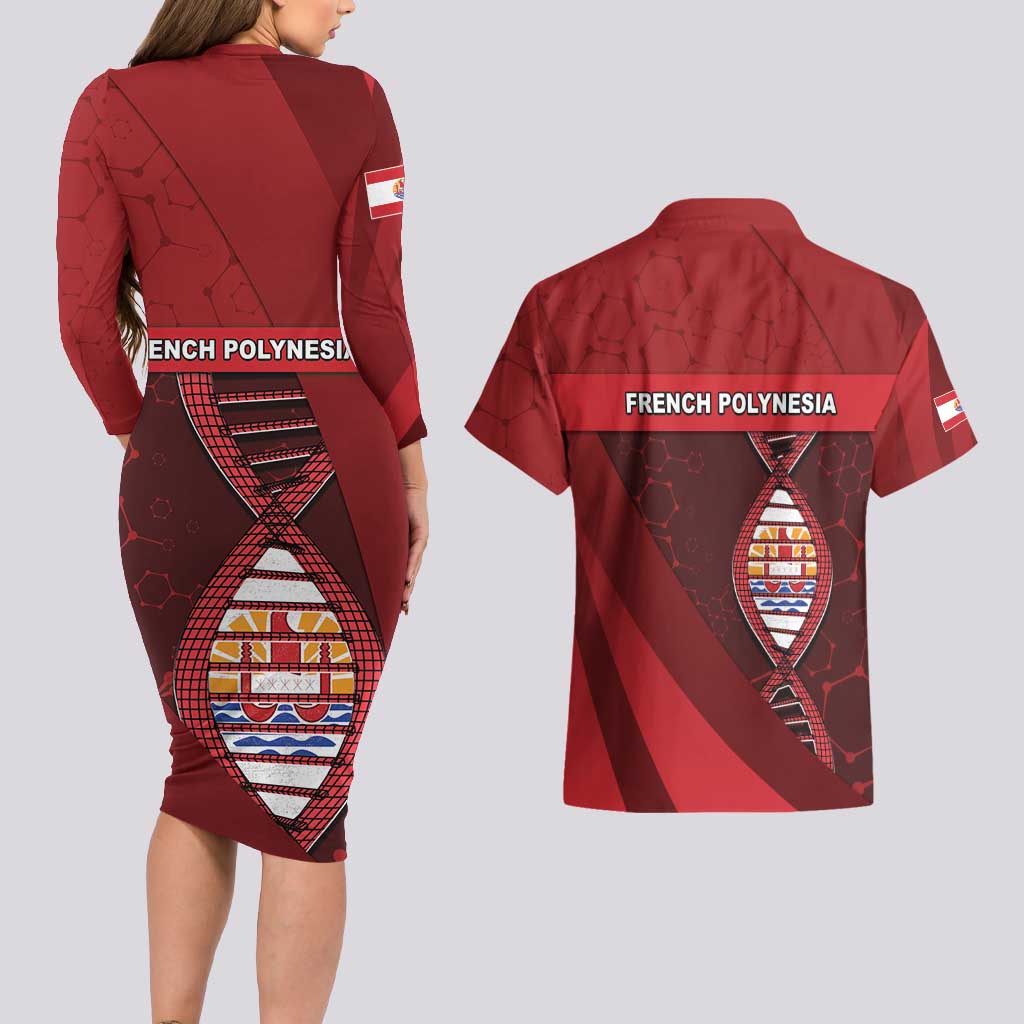 French Polynesia Is In My DNA Couples Matching Long Sleeve Bodycon Dress and Hawaiian Shirt - Polynesian Pride