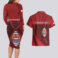 French Polynesia Is In My DNA Couples Matching Long Sleeve Bodycon Dress and Hawaiian Shirt - Polynesian Pride