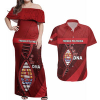 French Polynesia Is In My DNA Couples Matching Off Shoulder Maxi Dress and Hawaiian Shirt - Polynesian Pride