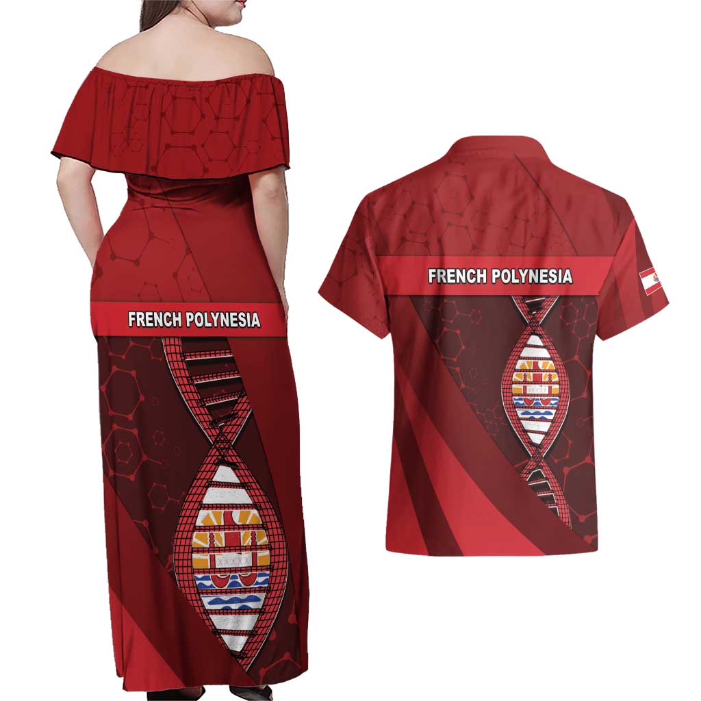 French Polynesia Is In My DNA Couples Matching Off Shoulder Maxi Dress and Hawaiian Shirt - Polynesian Pride