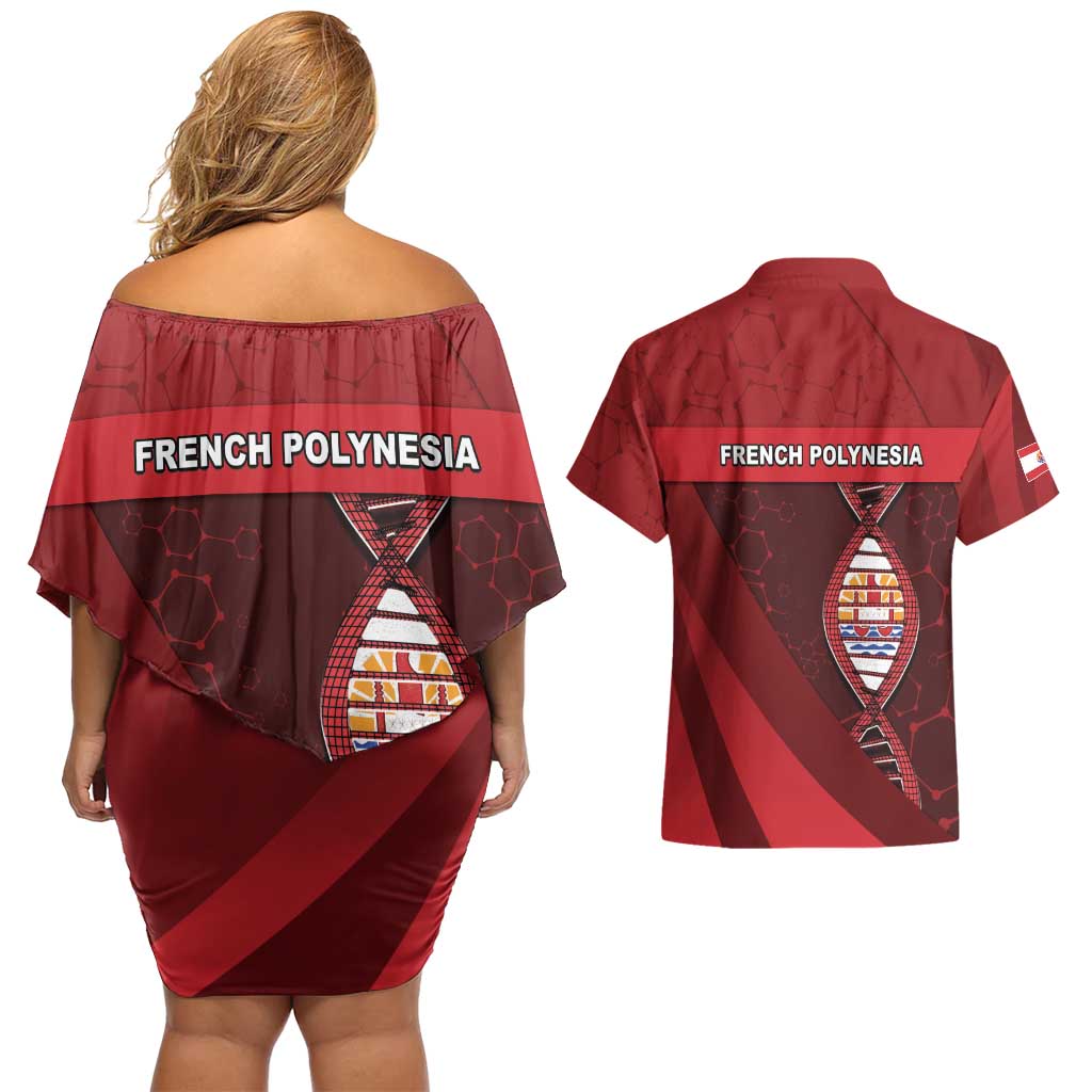 French Polynesia Is In My DNA Couples Matching Off Shoulder Short Dress and Hawaiian Shirt - Polynesian Pride