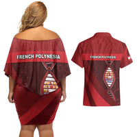 French Polynesia Is In My DNA Couples Matching Off Shoulder Short Dress and Hawaiian Shirt - Polynesian Pride