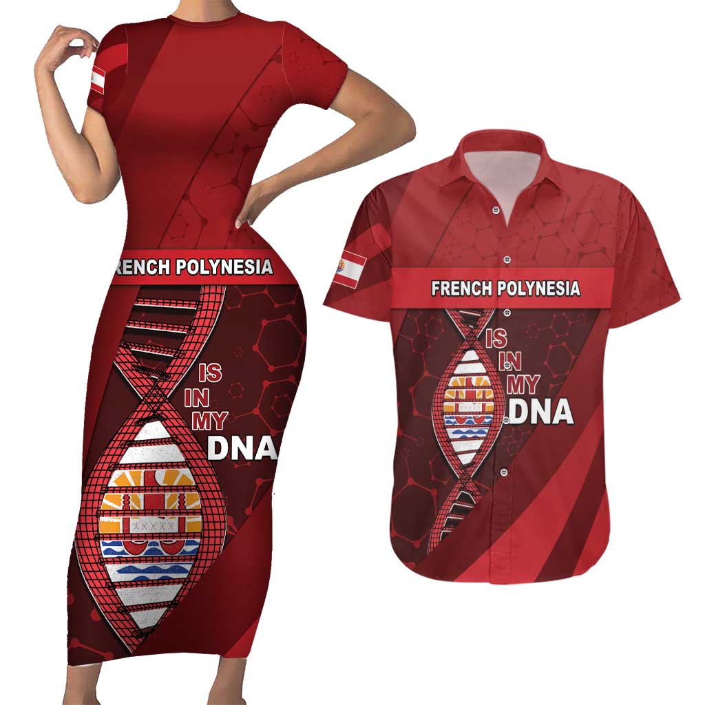 French Polynesia Is In My DNA Couples Matching Short Sleeve Bodycon Dress and Hawaiian Shirt - Polynesian Pride