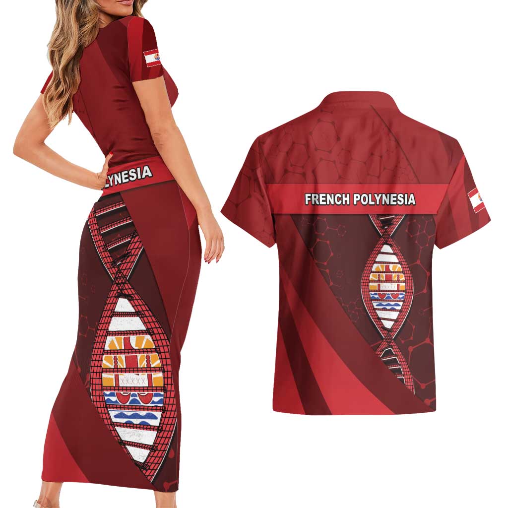 French Polynesia Is In My DNA Couples Matching Short Sleeve Bodycon Dress and Hawaiian Shirt - Polynesian Pride