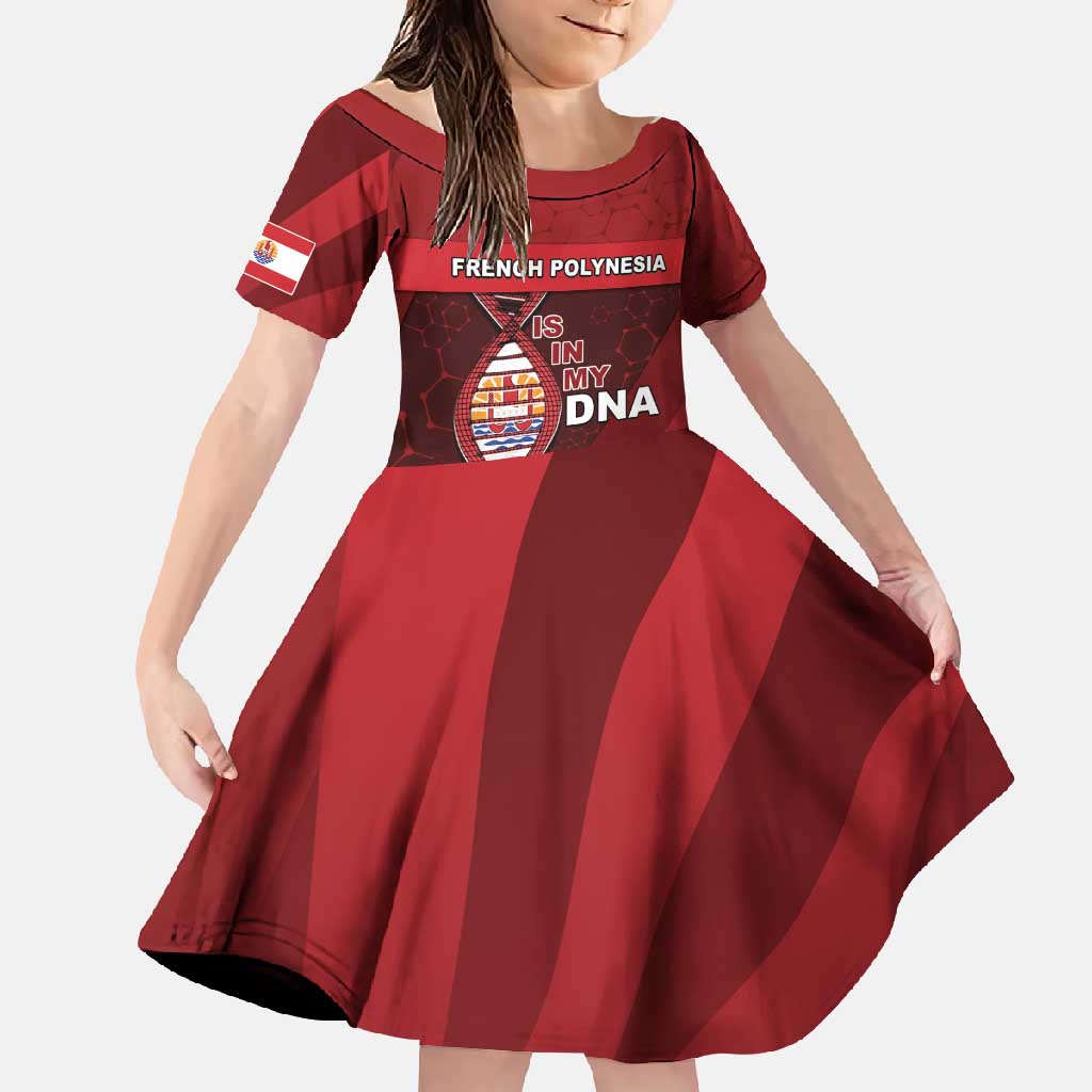 French Polynesia Is In My DNA Family Matching Long Sleeve Bodycon Dress and Hawaiian Shirt DT05 Daughter's Dress Red - Polynesian Pride