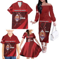 French Polynesia Is In My DNA Family Matching Off The Shoulder Long Sleeve Dress and Hawaiian Shirt - Polynesian Pride