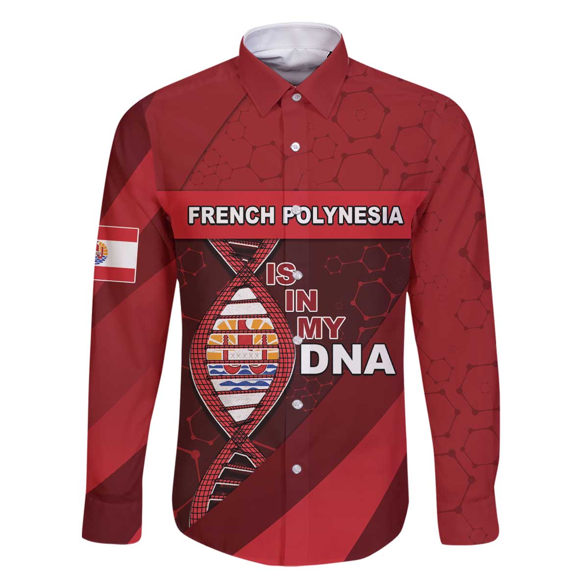 French Polynesia Is In My DNA Family Matching Off The Shoulder Long Sleeve Dress and Hawaiian Shirt - Polynesian Pride