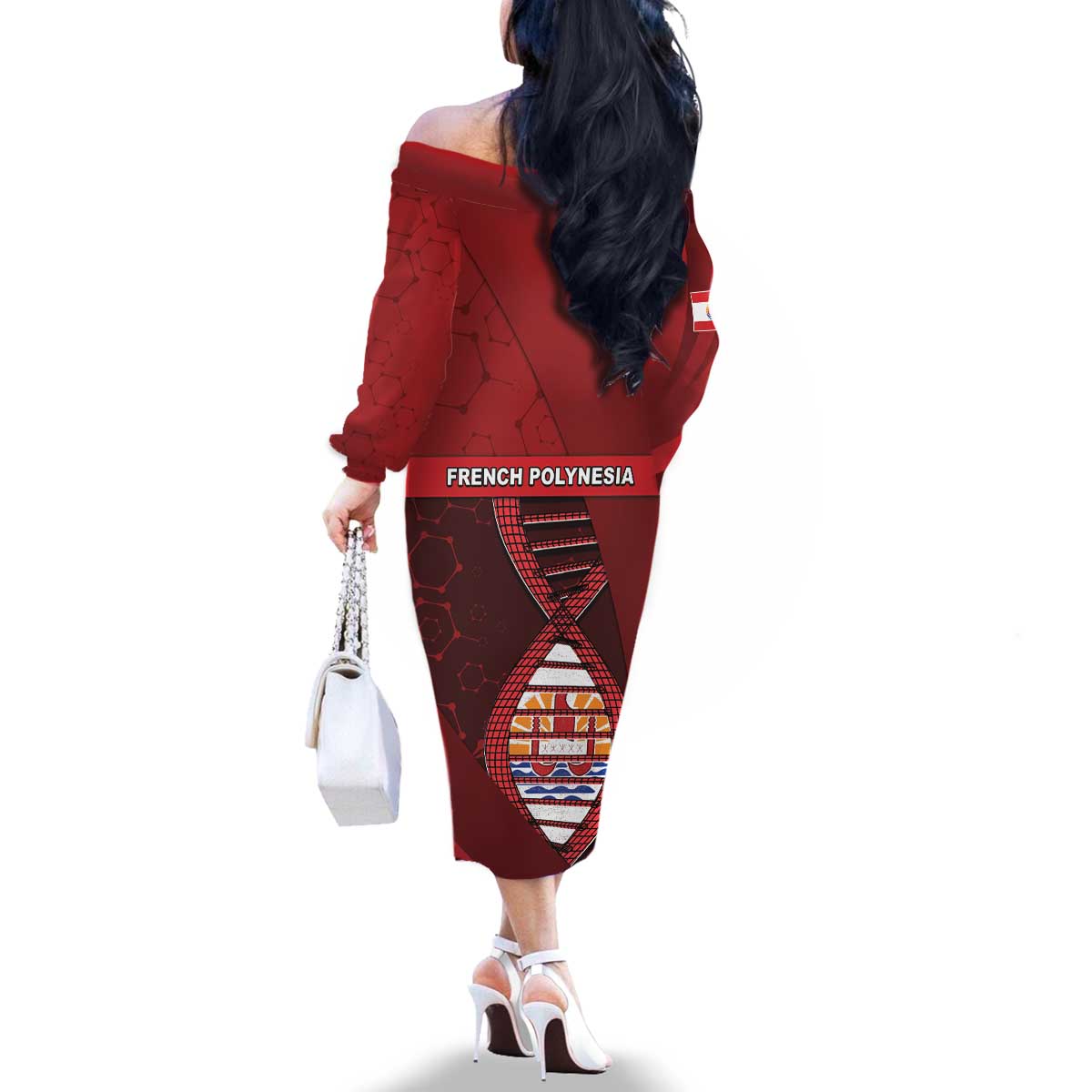 French Polynesia Is In My DNA Family Matching Off The Shoulder Long Sleeve Dress and Hawaiian Shirt - Polynesian Pride