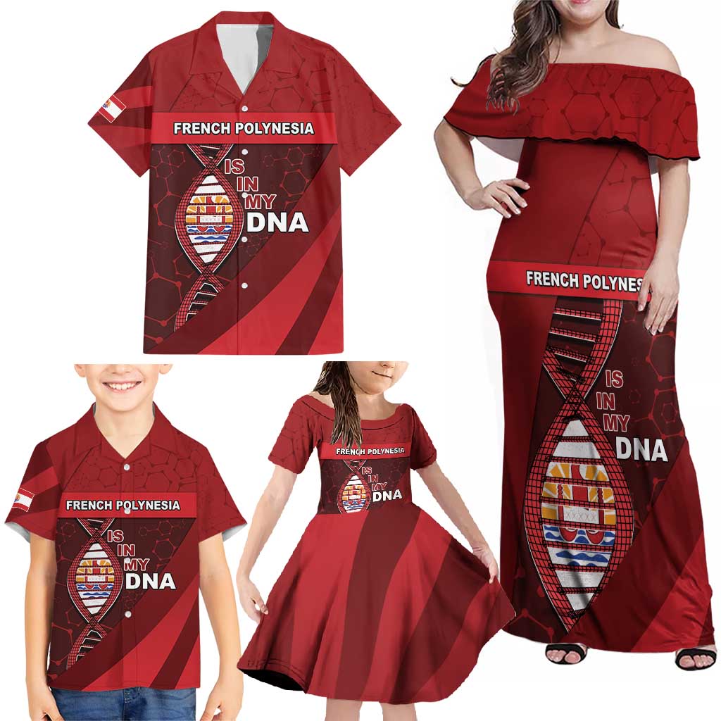 French Polynesia Is In My DNA Family Matching Off Shoulder Maxi Dress and Hawaiian Shirt - Polynesian Pride