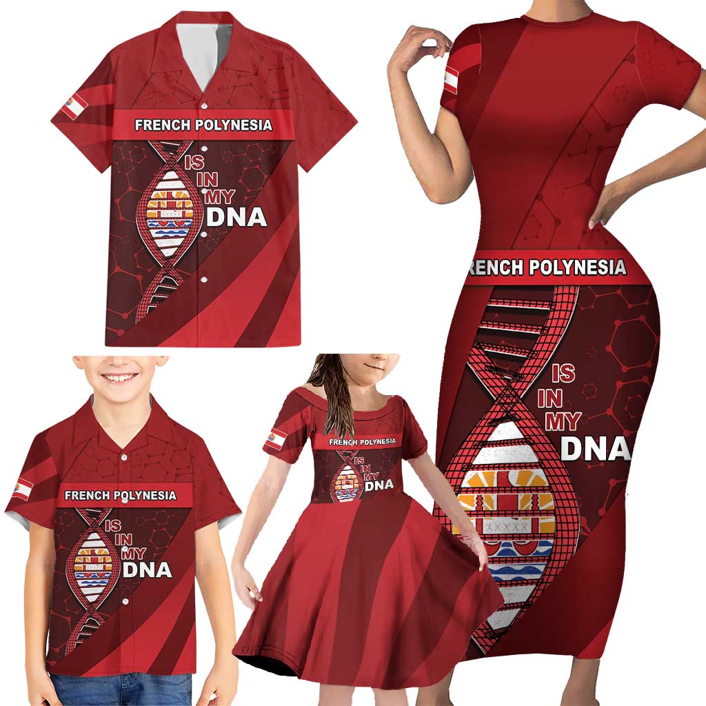 French Polynesia Is In My DNA Family Matching Short Sleeve Bodycon Dress and Hawaiian Shirt - Polynesian Pride