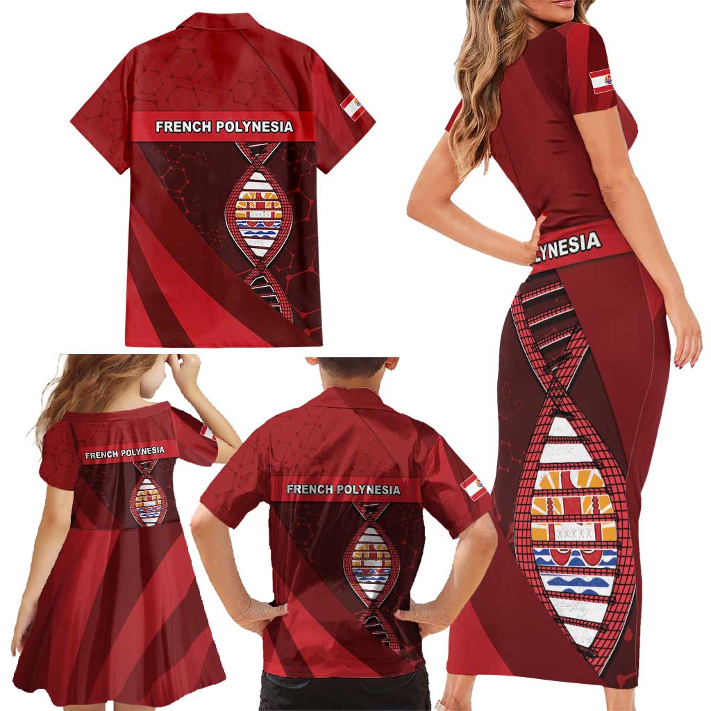 French Polynesia Is In My DNA Family Matching Short Sleeve Bodycon Dress and Hawaiian Shirt - Polynesian Pride
