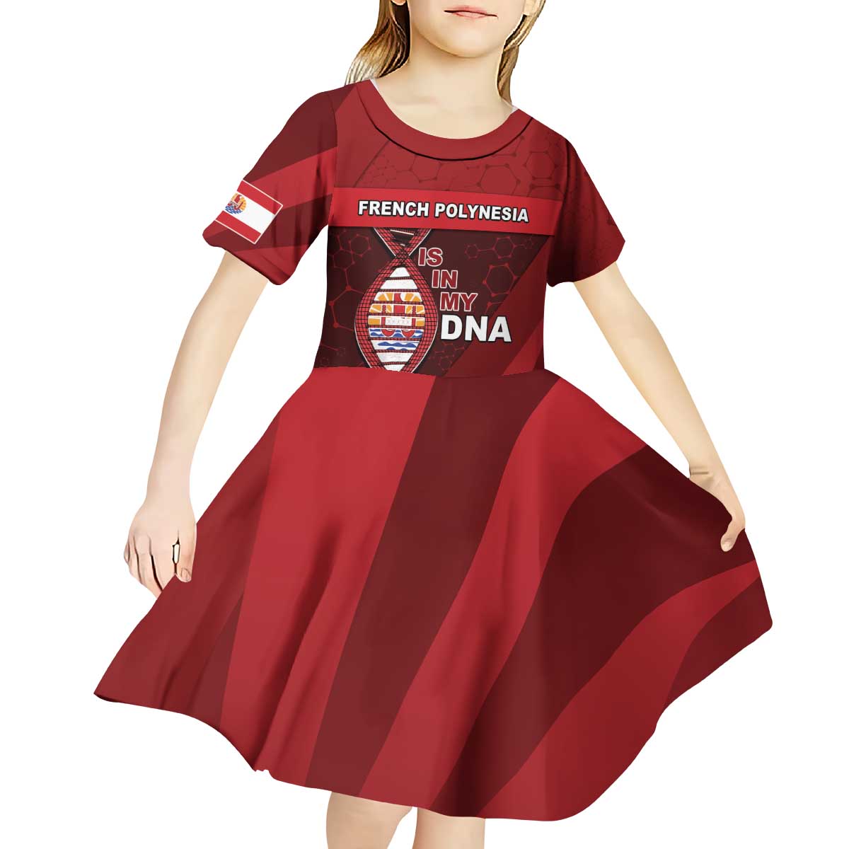 French Polynesia Is In My DNA Kid Short Sleeve Dress DT05 - Polynesian Pride