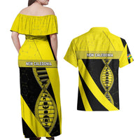 New Caledonia Is In My DNA Couples Matching Off Shoulder Maxi Dress and Hawaiian Shirt - Polynesian Pride