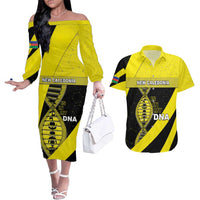New Caledonia Is In My DNA Couples Matching Off The Shoulder Long Sleeve Dress and Hawaiian Shirt - Polynesian Pride
