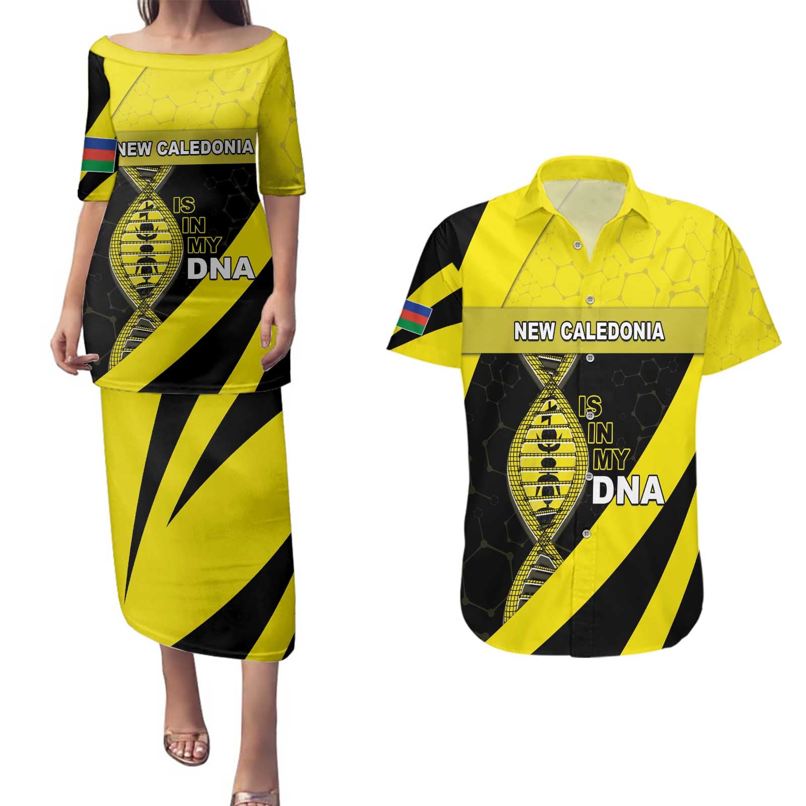 New Caledonia Is In My DNA Couples Matching Puletasi and Hawaiian Shirt - Polynesian Pride