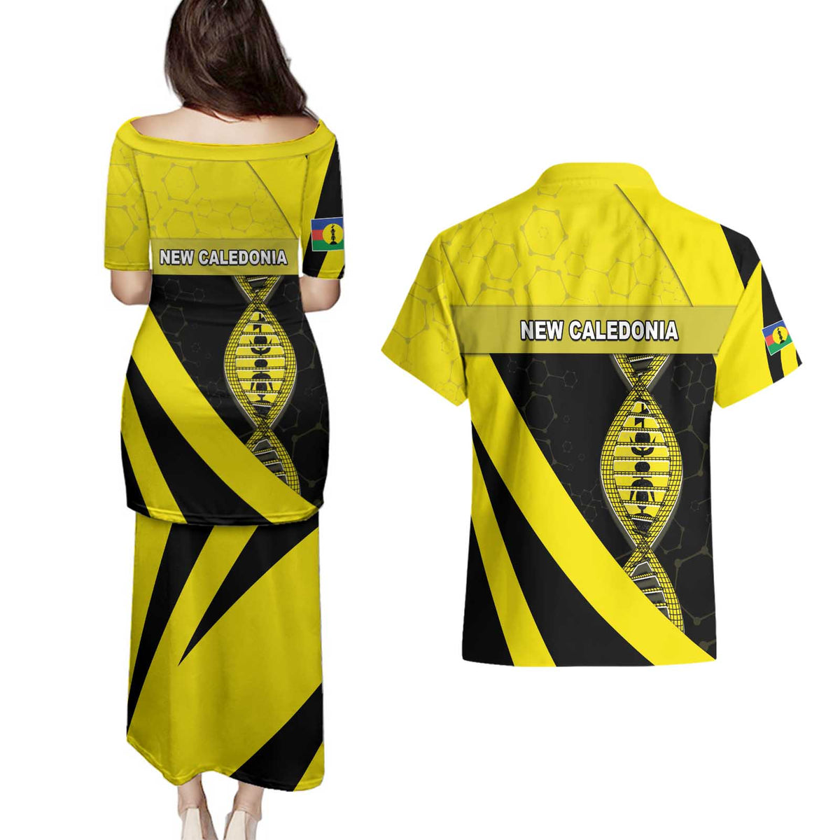 New Caledonia Is In My DNA Couples Matching Puletasi and Hawaiian Shirt - Polynesian Pride