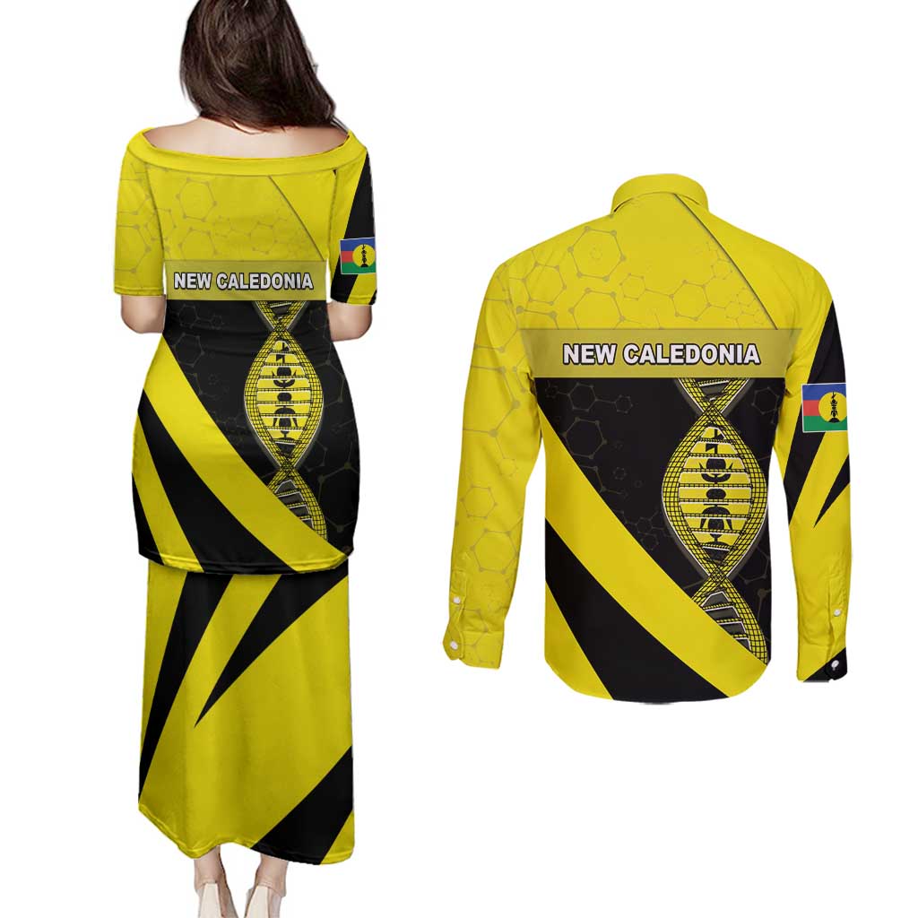 New Caledonia Is In My DNA Couples Matching Puletasi and Long Sleeve Button Shirt - Polynesian Pride