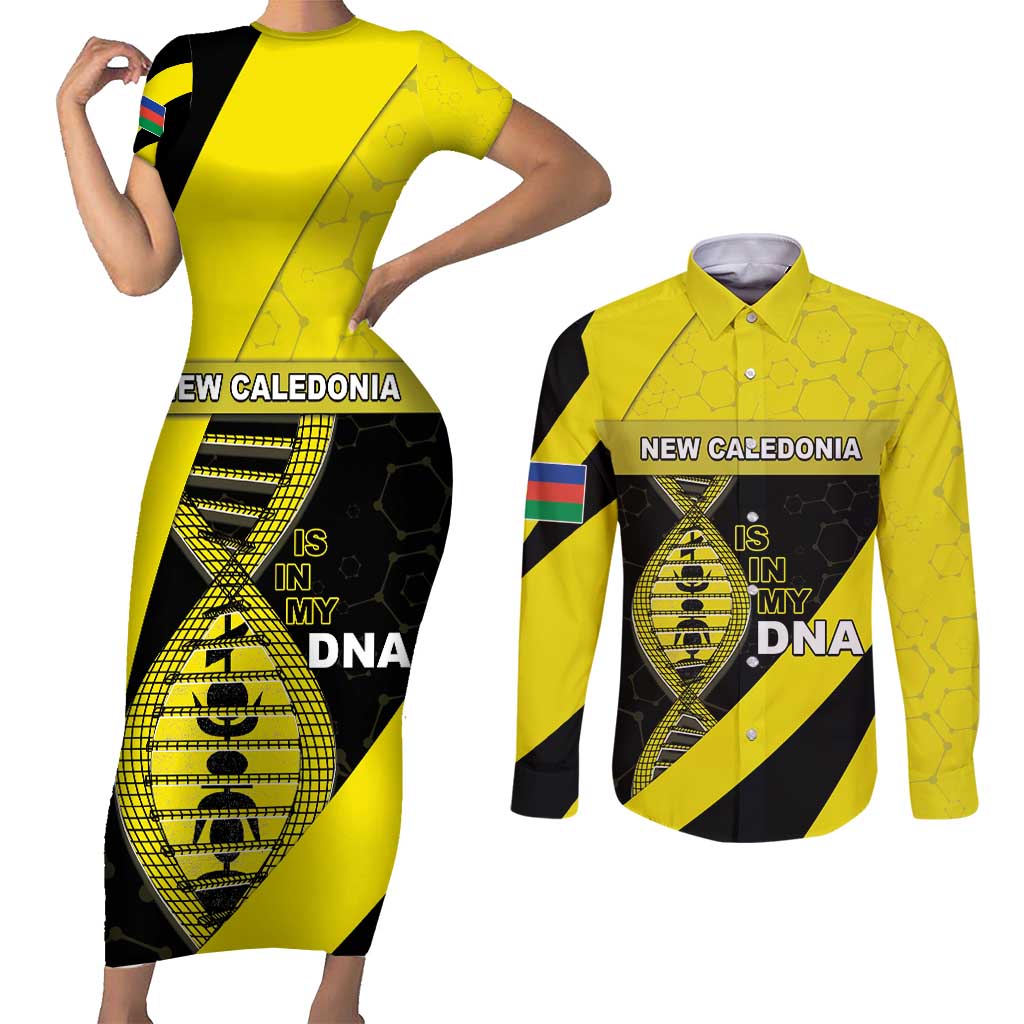 New Caledonia Is In My DNA Couples Matching Short Sleeve Bodycon Dress and Long Sleeve Button Shirt - Polynesian Pride