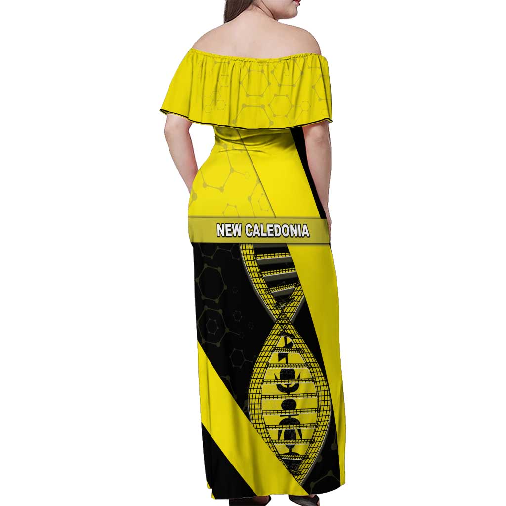 New Caledonia Is In My DNA Family Matching Off Shoulder Maxi Dress and Hawaiian Shirt - Polynesian Pride