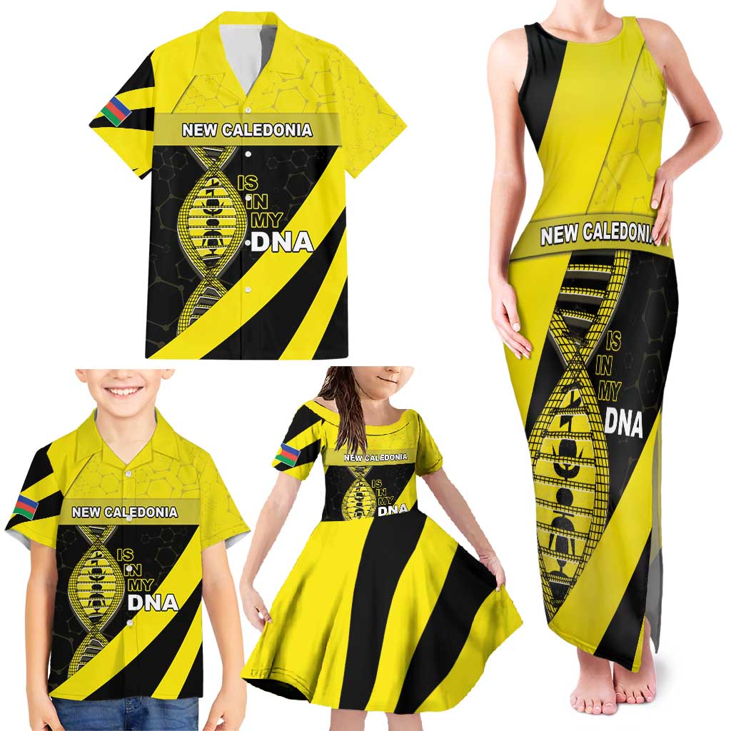 New Caledonia Is In My DNA Family Matching Tank Maxi Dress and Hawaiian Shirt - Polynesian Pride