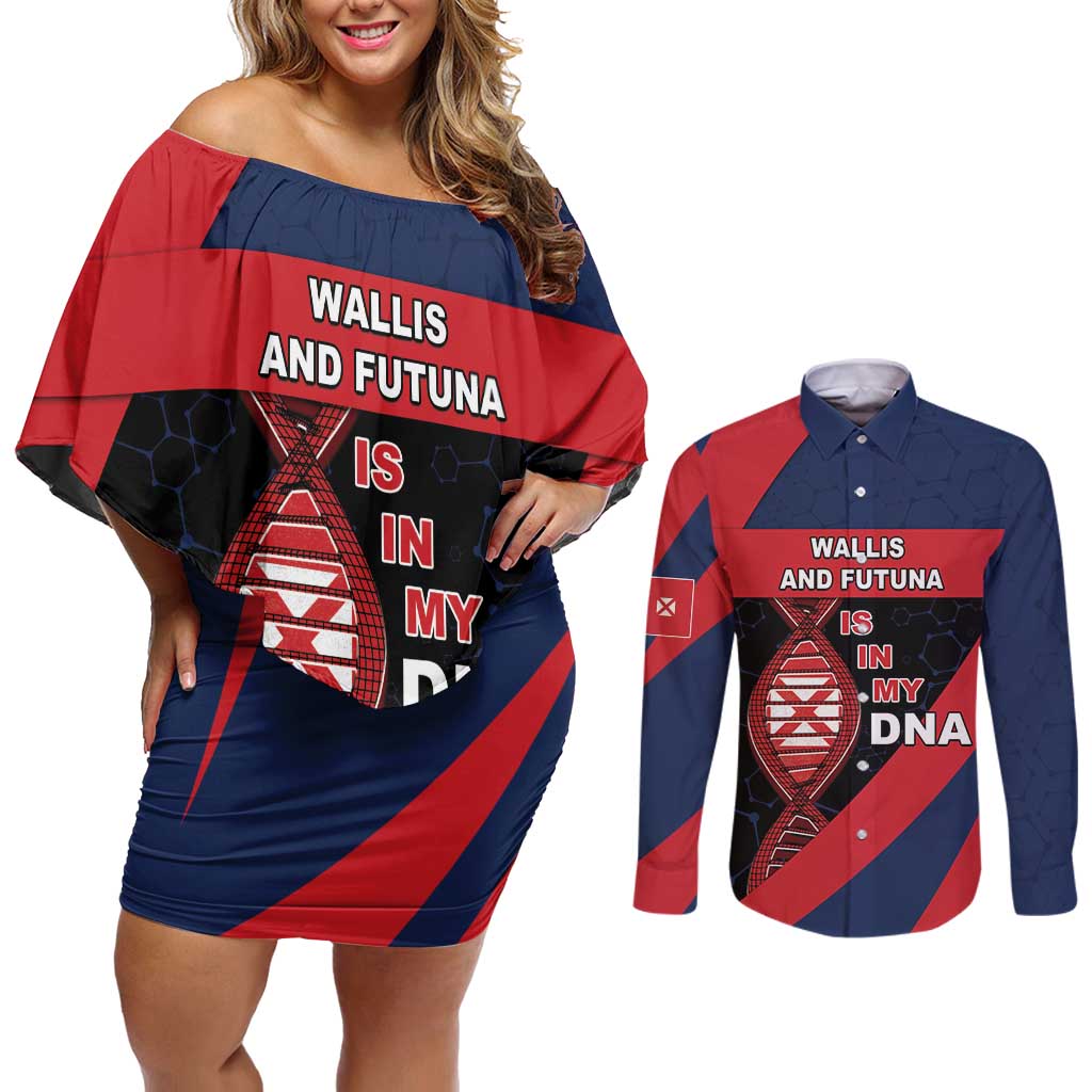 Wallis And Futuna Is In My DNA Couples Matching Off Shoulder Short Dress and Long Sleeve Button Shirt - Polynesian Pride